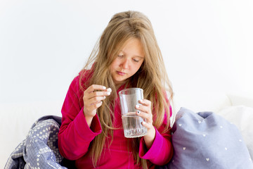 Girl having flu