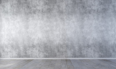 The empty room and concrete wall texture interior design / 3D rendering