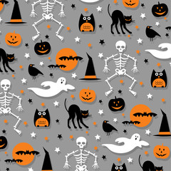Obraz premium halloween pattern orange gray
