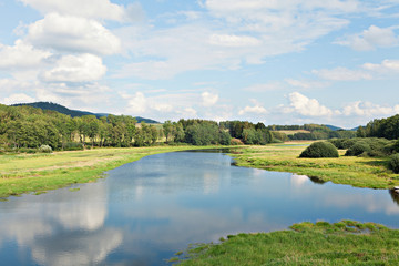 Landscape View of a river. Czech Republic, Eastern Europe.