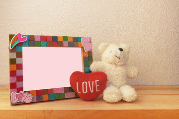 Picture Frame and Bear doll for Home Decoration