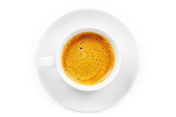 cup of coffee is isolated on a white background