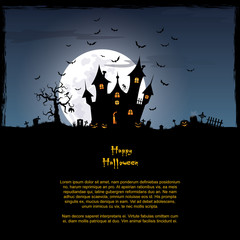 Halloween square vector cartoon background ( pumpkin , children , party )