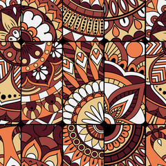 Seamless pattern tile with mandalas. Vintage decorative elements. Hand drawn background. Islam, Arabic, Indian, ottoman motifs. Perfect for printing on fabric or paper.