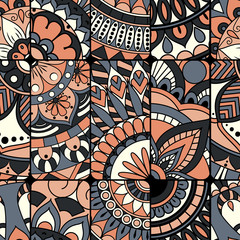 Seamless pattern tile with mandalas. Vintage decorative elements. Hand drawn background. Islam, Arabic, Indian, ottoman motifs. Perfect for printing on fabric or paper.