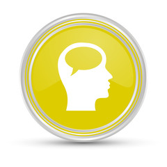 Gelber Button - Kopf - Gehirn