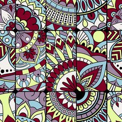 Seamless pattern tile with mandalas. Vintage decorative elements. Hand drawn background. Islam, Arabic, Indian, ottoman motifs. Perfect for printing on fabric or paper.