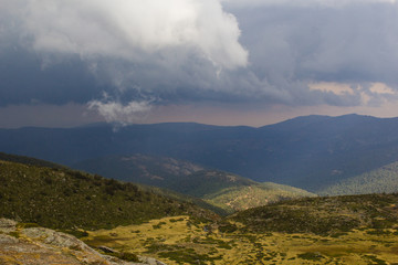 Dramatic sky of storm in mountains