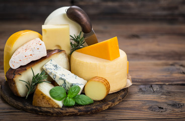 Cheese on the wooden table 