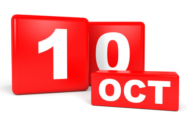 October 10. Calendar on white background.