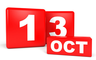 October 13. Calendar on white background.
