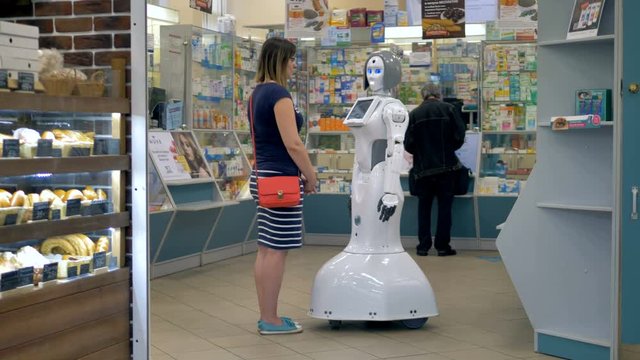 A robotic drugstore assistant at work.
