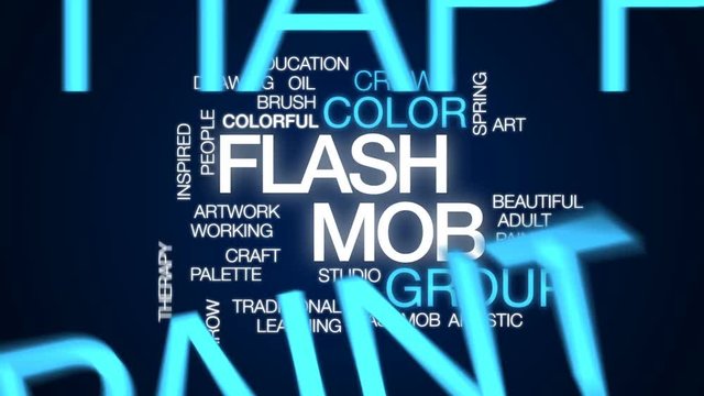 Flash mob animated word cloud, text design animation.