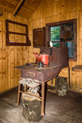 Tara, Serbia July 30: the interior of the old mountain house that is used to shoot a movie 