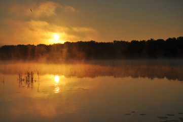 Beautiful dawn on the river. Landscape, nature, decline, beauty