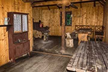Tara, Serbia July 30: the interior of the old mountain house that is used to shoot a movie "birds you never fly"