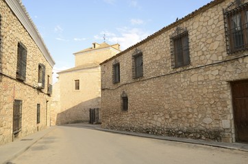Fototapeta na wymiar Medieval stone street in Belmonte, Spain