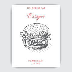 Vector sketch of fast food menu - burger
