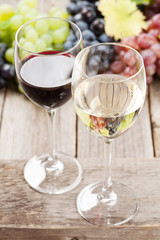 Wine glasses and grapes