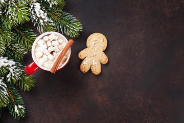 Christmas background with hot chocolate