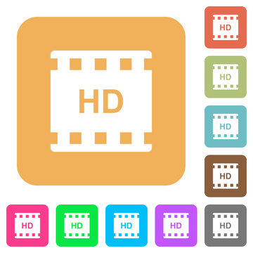 HD movie format rounded square flat icons