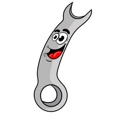 funny cartoon wrench. the design of the character. vector illustration.