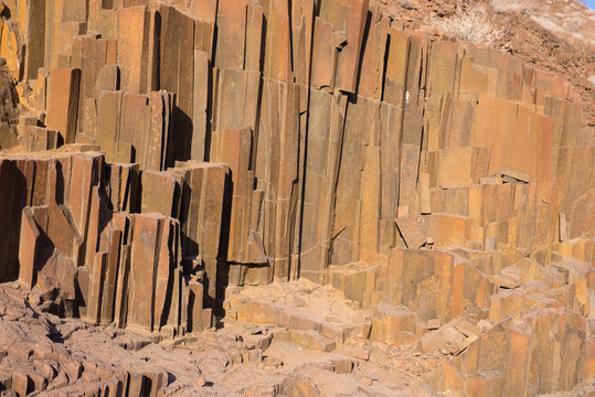 Column shaped volcanic rock formation known as "organ pipes" in Damaraland, Namibia. Like Giant Causeway in Ireland.