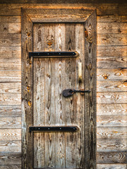 Rustic Wooden Door with Hinges