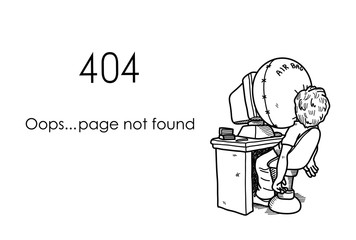 404 Page Not Found Error, a hand drawn vector illustration of a website error message.