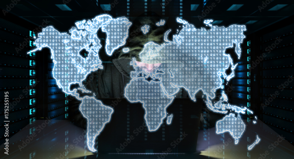 Fototapete Hacker accessing to personal data information with a computer 3D rendering