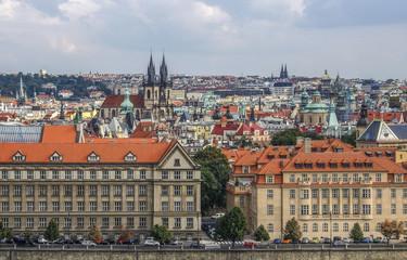 Naklejka na ściany i meble panorama of the city of Prague and Prague Castle