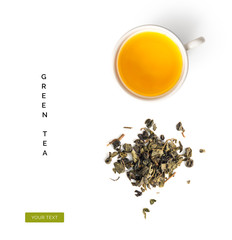 Green tea and leaves