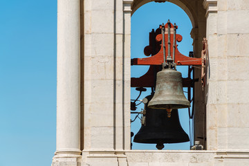 Obraz premium Estrela Basilica (Royal Basilica and Convent of the Most Sacred Heart of Jesus) Bell Tower In Lisbon, Portugal