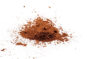 pile cocoa powder isolated on white background
