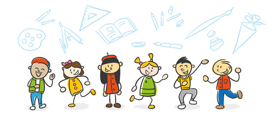 Strichfiguren Schulkinder