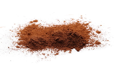pile cocoa powder isolated on white background