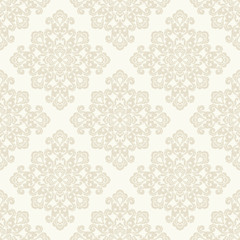 Seamless light background with beige pattern in baroque style. Vector retro illustration. Ideal for printing on fabric or paper.