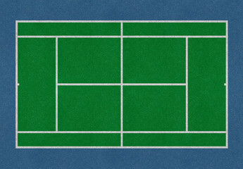 Tennis field. Tennis green court. Top view. Isolated