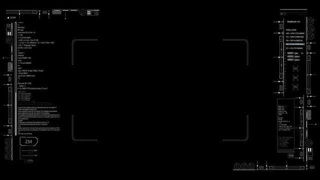 HUD infographic Alpha PNG.Technological pattern.Good for tech video overlay.As HUD infographic material texture for 3D models animation.