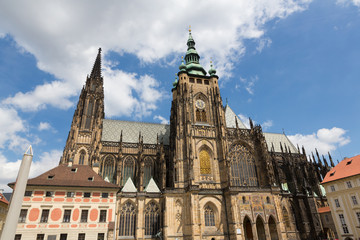 Fototapeta na wymiar The Metropolitan Cathedral of Saints Vitus, Wenceslaus and Adalbert Exterior