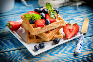 Waffles with berries.