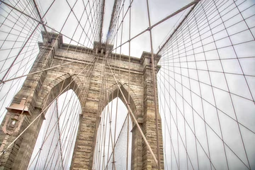Wandcirkels aluminium New York, view of the Brooklyn Bridge © Alessandro Lai