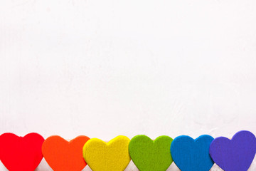  hearts of the color of the rainbow. Background of LGBT