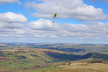 Paraglider flying in the Brecon Beacons