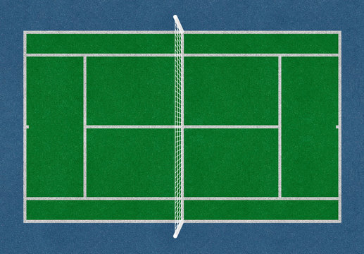 Tennis field. Tennis green court. Top view. Isolated. Sports mesh