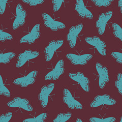 Butterfly vector illustration on a seamless pattern background