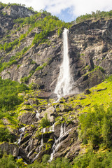 Giant Rjoandefossen waterfall by the Flam to Myrdal Railway Line Norway