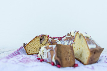 Close-Up Of Chocolate Cake with Pomegranate Seeds