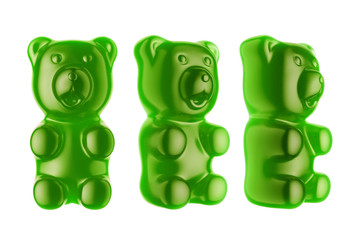 World's Largest Gummy Bears.  Large marmalade bear of green color. 3d render
