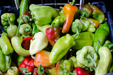 pile of red and green peppers 